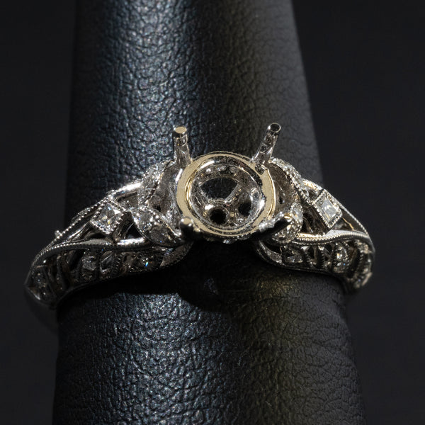 Ladies Round Cut Diamond Semi-mount / 18 Kt W - Anderson Jewelers 