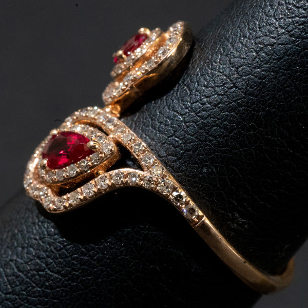 Ladies Pear Cut Ruby Ring / Rose Gold 14 Kt. - Anderson Jewelers 