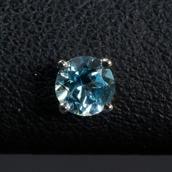 Round Cut Blue Topaz Earrings / 14 Kt W - Anderson Jewelers 