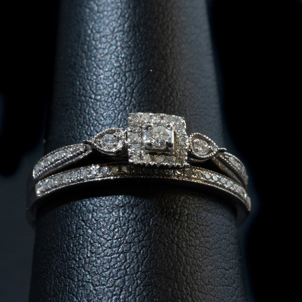 Ladies .210 Ctw Round Cut Diamond Ring Set / 10 Kt W - Anderson Jewelers 