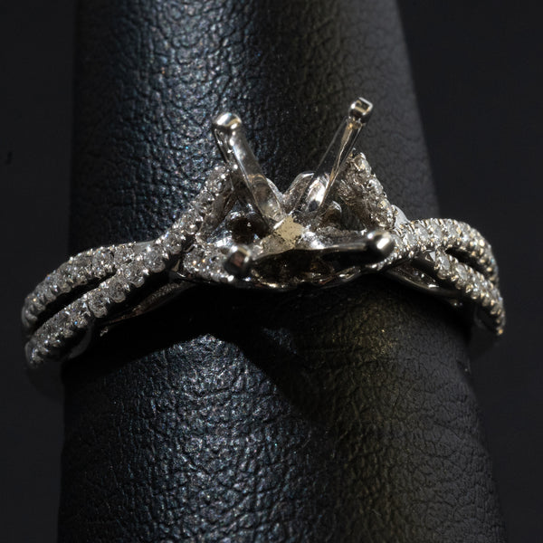 Ladies .420 Ctw Round Cut Semi-Mount Diamond Ring / 18 Kt W - Anderson Jewelers 