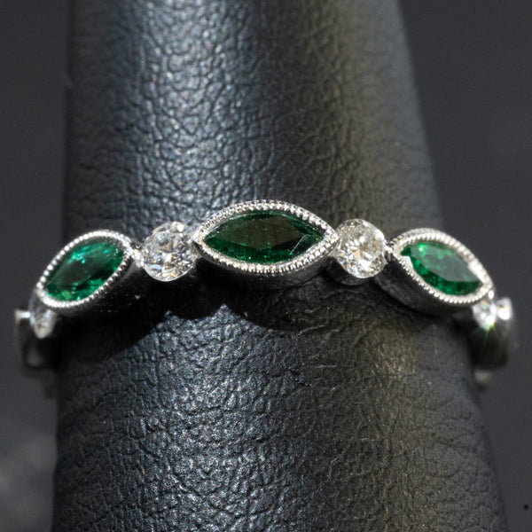 Ladies .220 Ctw Emerald Ring / 18 Kt W - Anderson Jewelers 