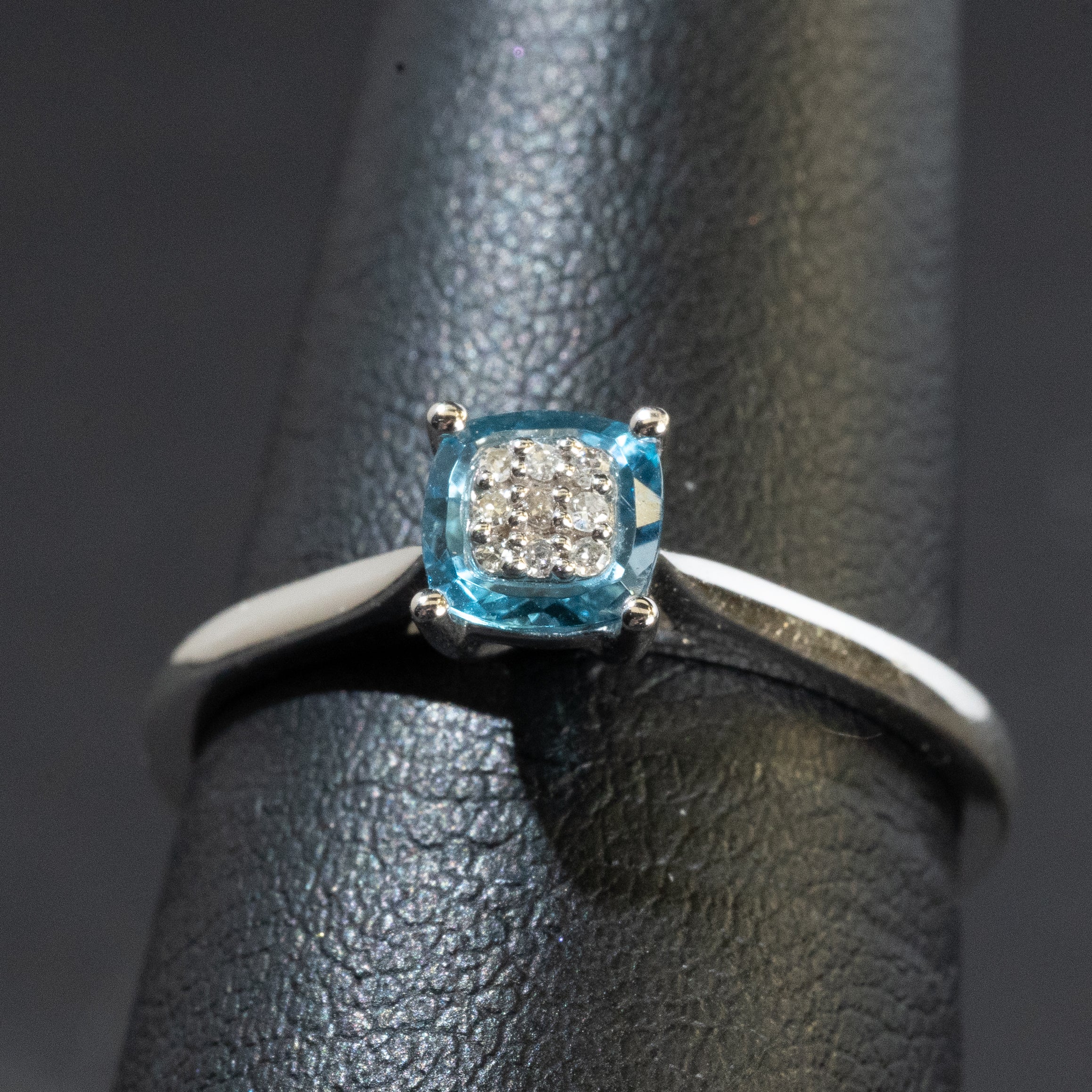 Ladies Round Cut Blue Topaz Ring / 14 Kt W - Anderson Jewelers 