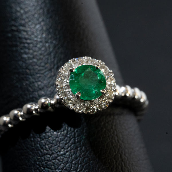 Ladies Round Cut Emerald Ring / 14 Kt W - Anderson Jewelers 