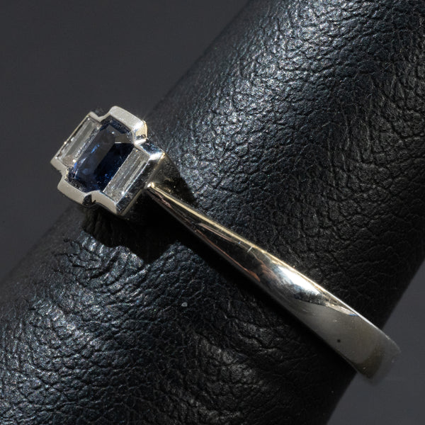 Ladies Baguette Cut Sapphire Gem Stone Ring / 14 Kt W - Anderson Jewelers 