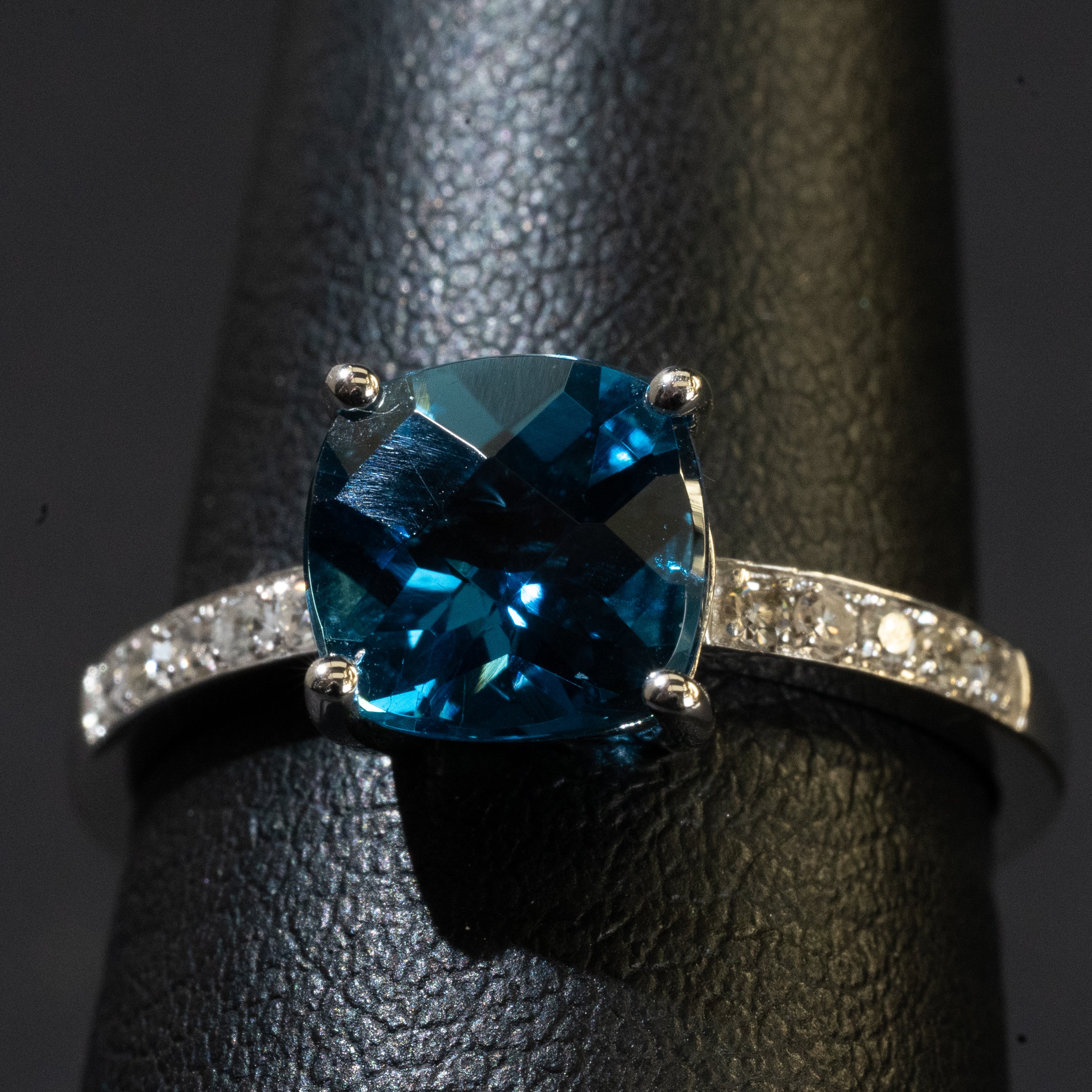 Ladies .100 Ctw Blue Topaz Ring / 14 Kt W - Anderson Jewelers 
