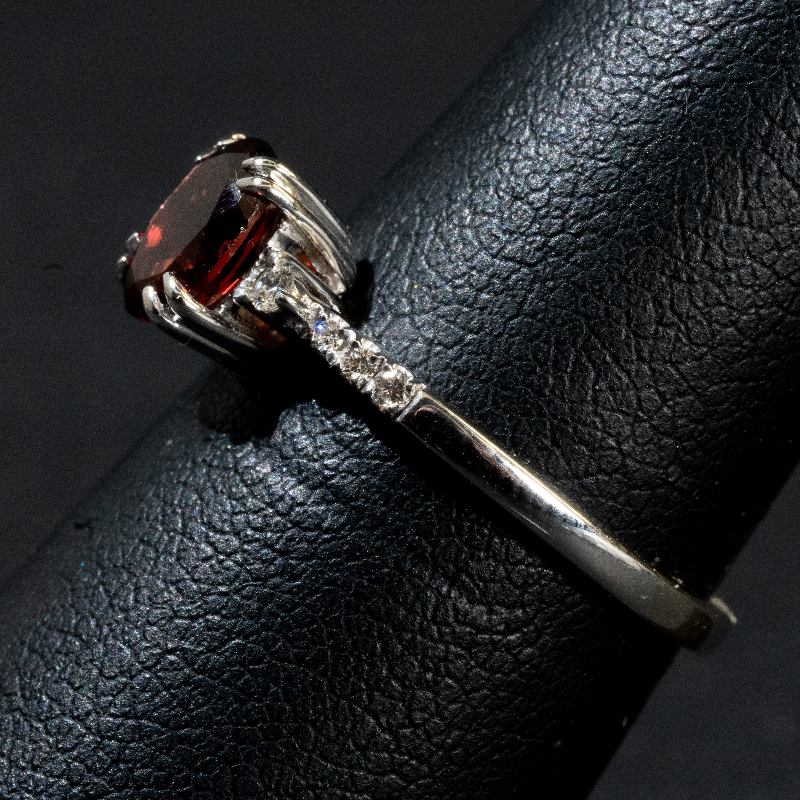 Oval Cut Garnet Ring / 10 Kt W - Anderson Jewelers 