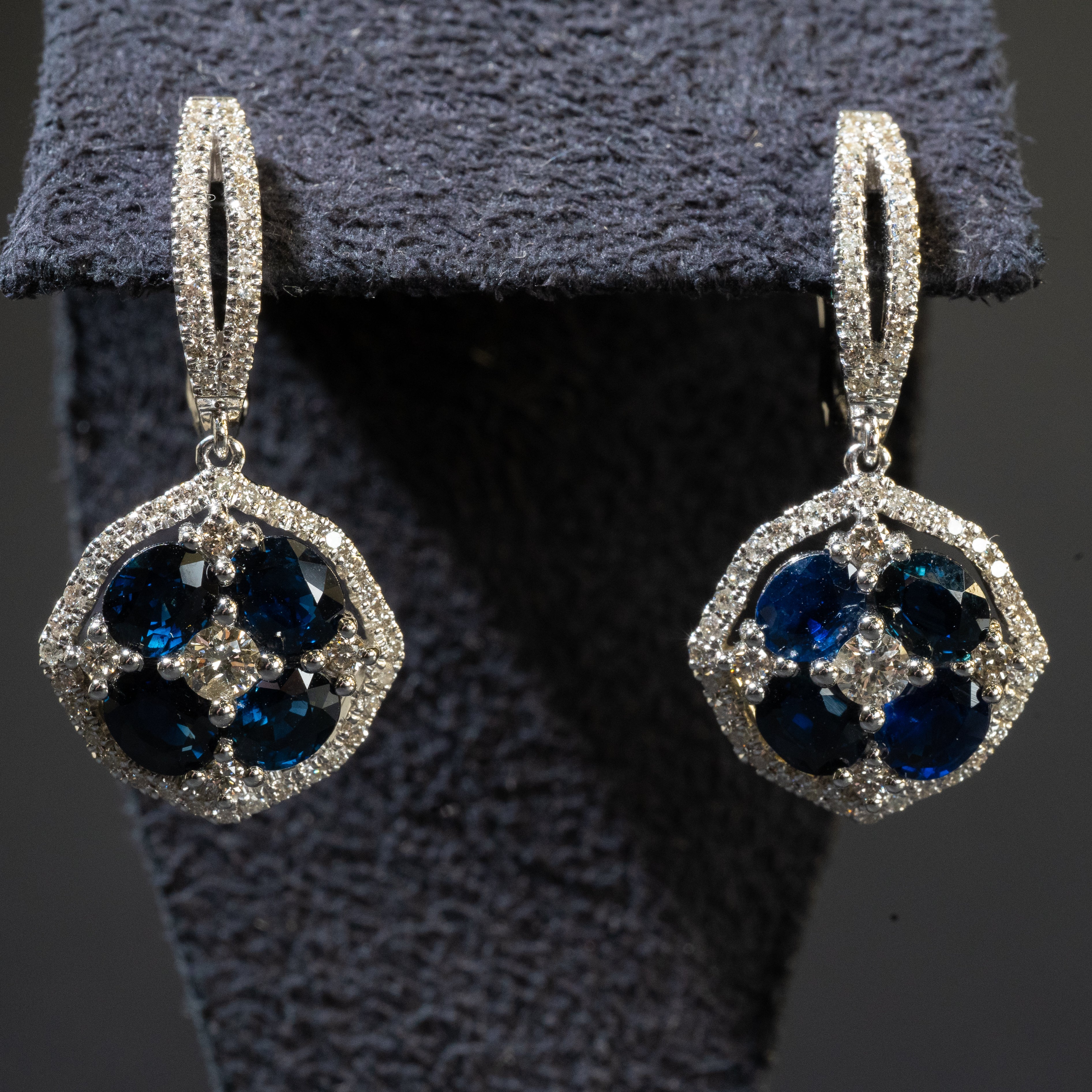 Ladies .950 Ctw Sapphire Earrings / 14 Kt W - Anderson Jewelers 
