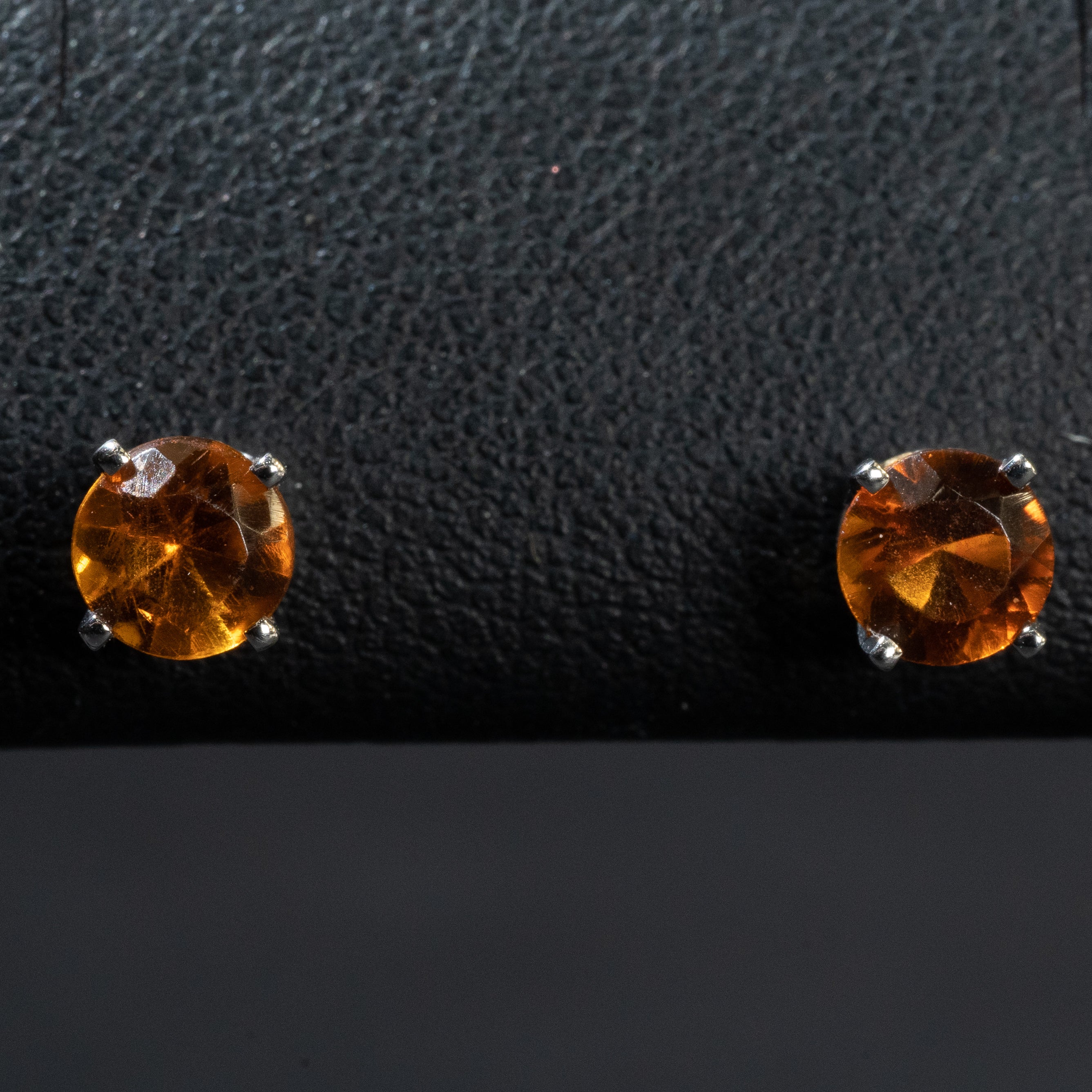 Ladies Round Cut Citrine Color Stud Earrings / 14 Kt W - Anderson Jewelers 
