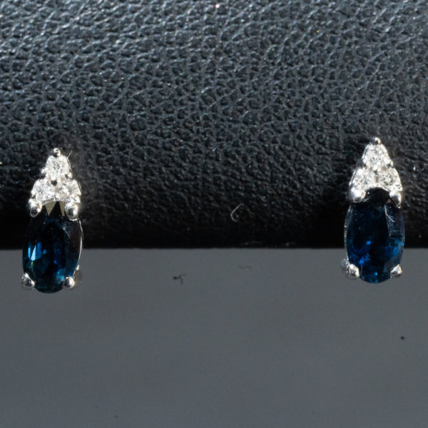 Ladies Oval Cut Sapphire Earrings / 10 Kt W - Anderson Jewelers 