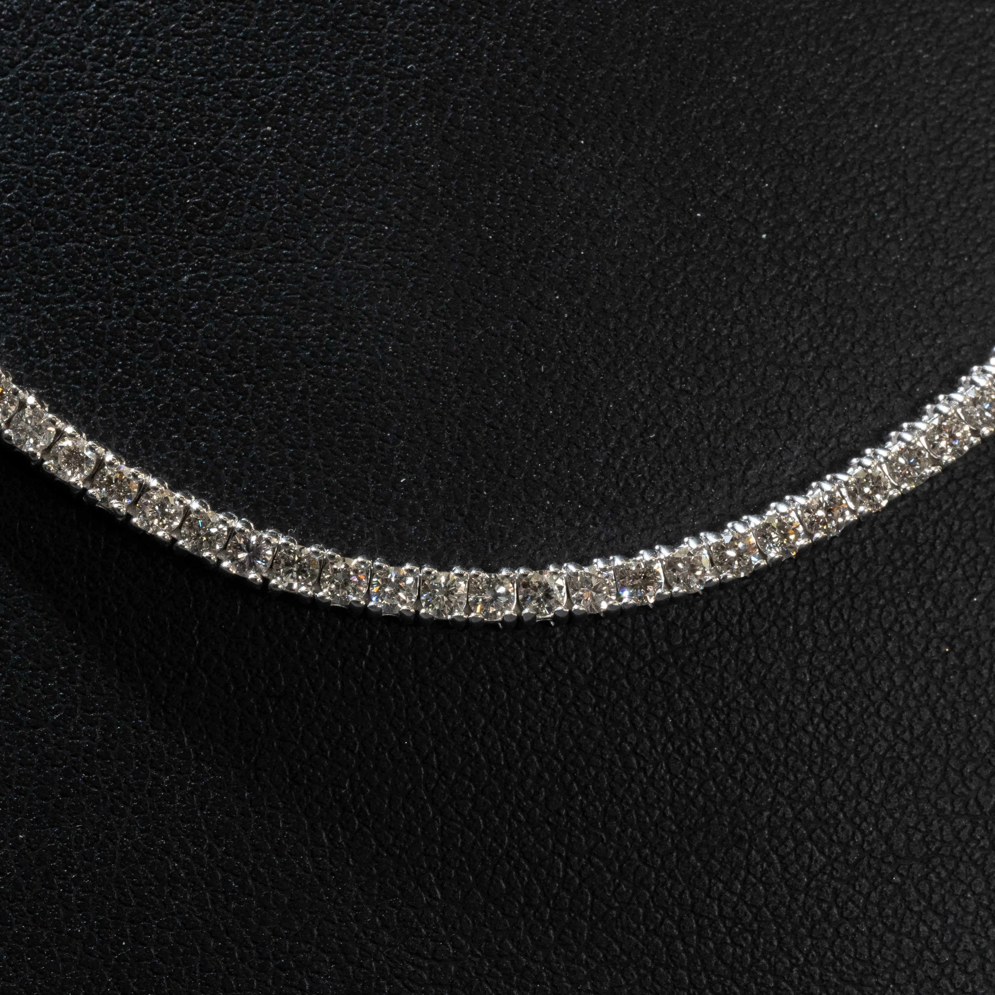 Ladies 5.750 Ctw Round Cut Diamond Necklace / 14 Kt W