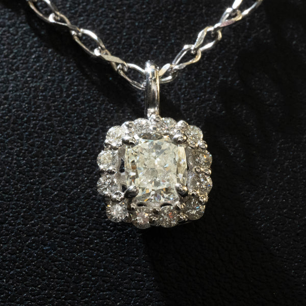 Ladies .730 Ctw Cushion Cut Diamond Pendant / 14 Kt W - Anderson Jewelers 