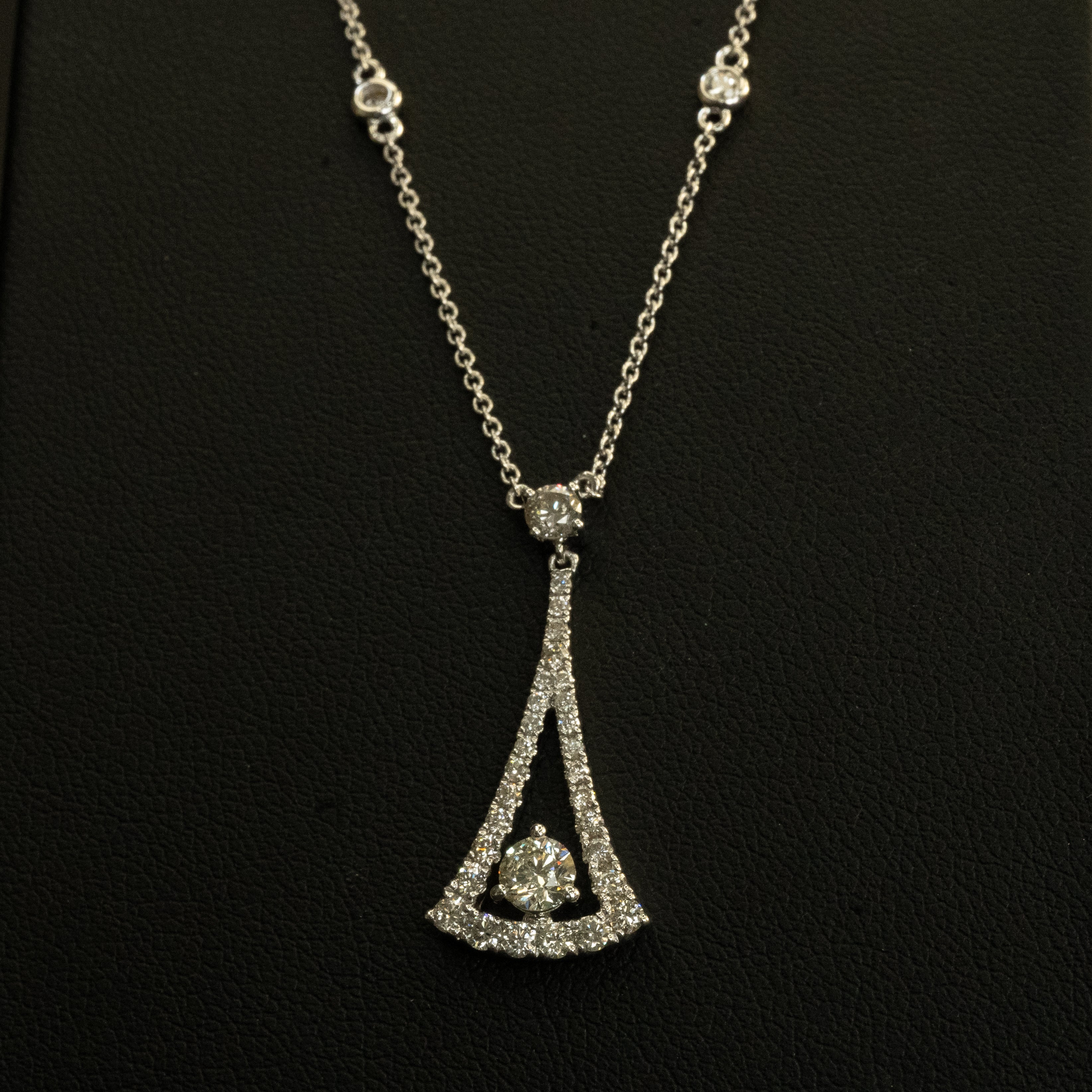 Ladies .940 Ctw Round Cut Diamond Necklace / 14 Kt W