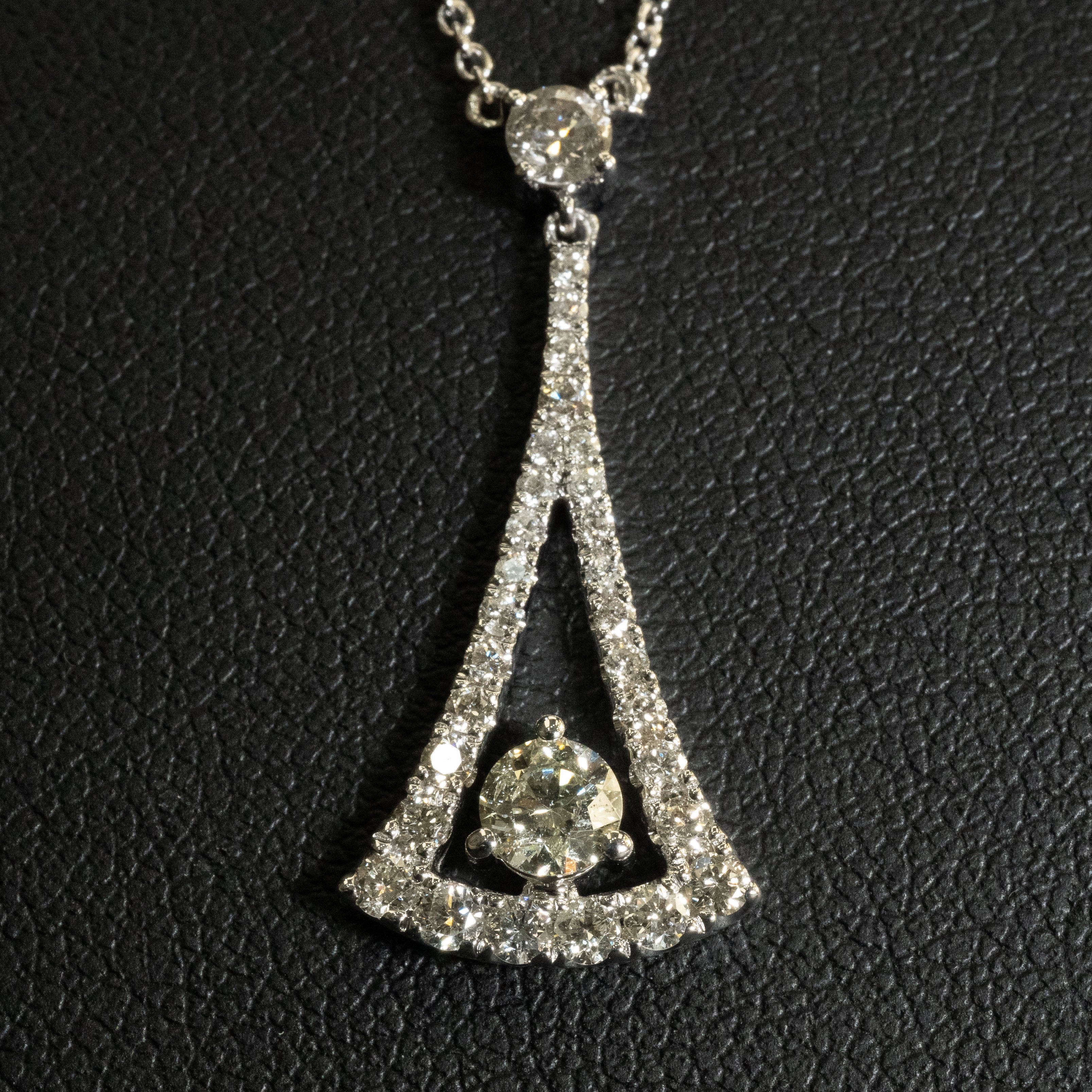 Ladies .940 Ctw Round Cut Diamond Necklace / 14 Kt W