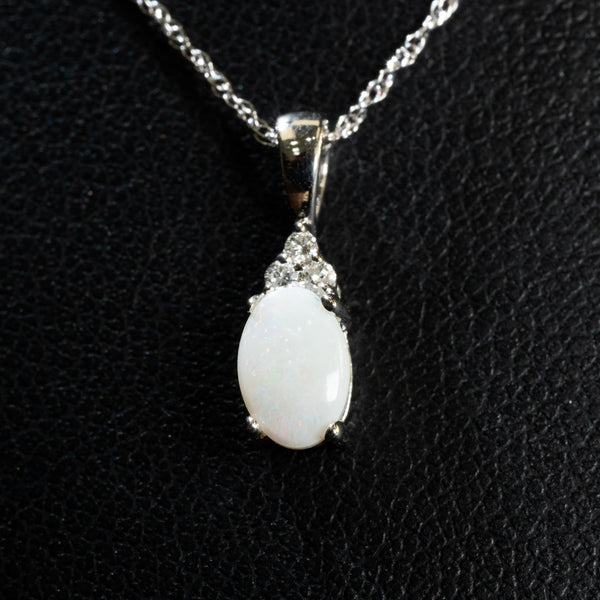 Ladies Oval Cut Opal Pendant / 10 Kt W - Anderson Jewelers 