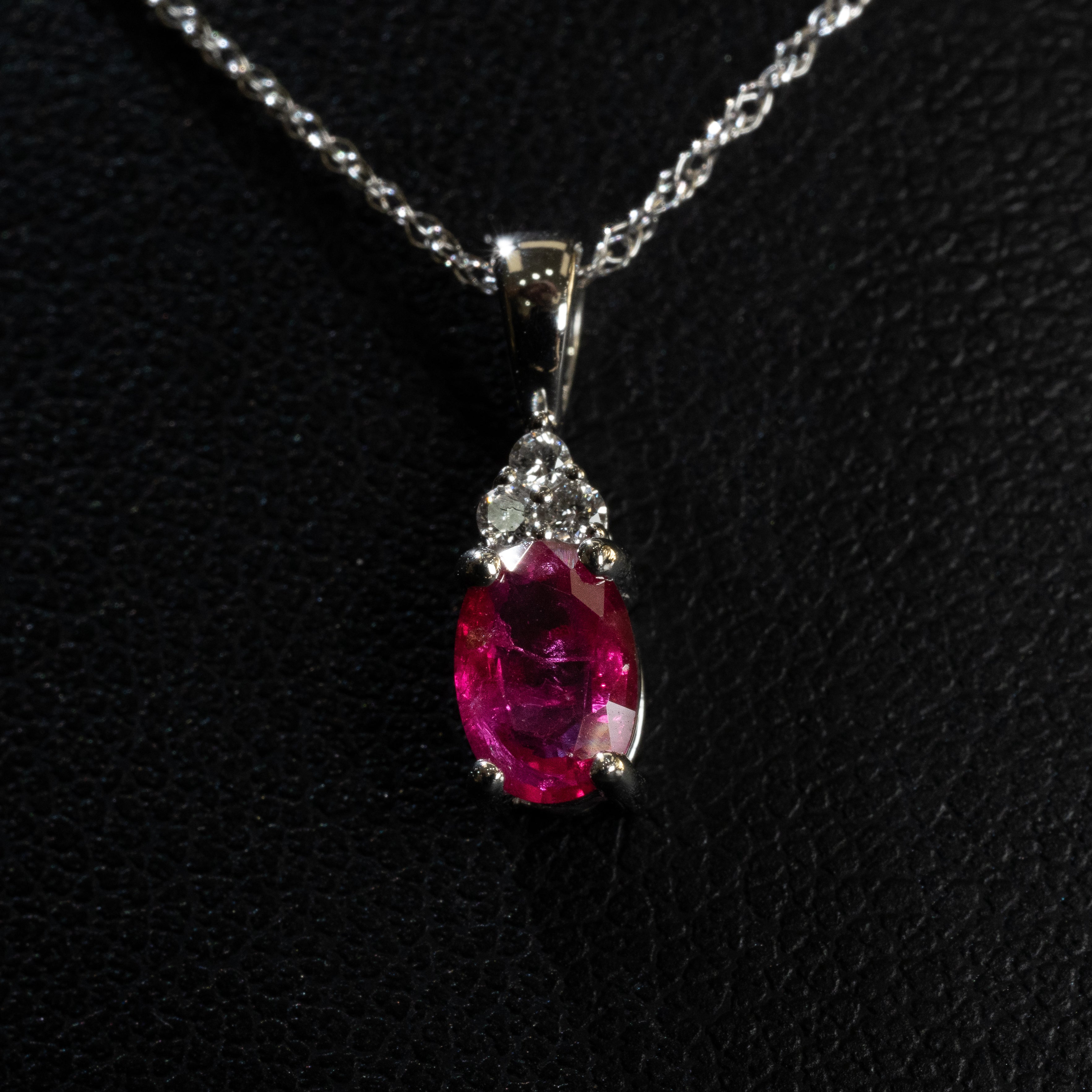 Ladies Oval Cut Ruby Pendant / 10 Kt W - Anderson Jewelers 