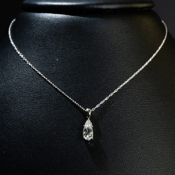 Ladies Oval Cut White Topaz Pendant / 10 Kt W - Anderson Jewelers 