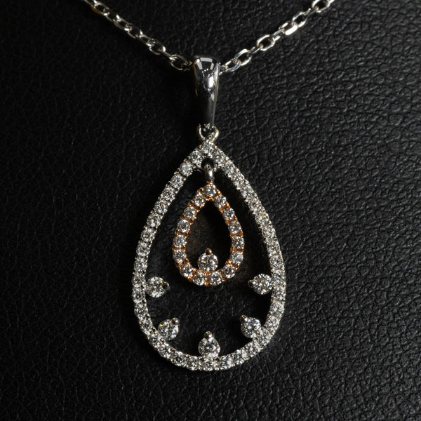 Ladies Round Cut Diamond Pendant / 18 Kt W - Anderson Jewelers 